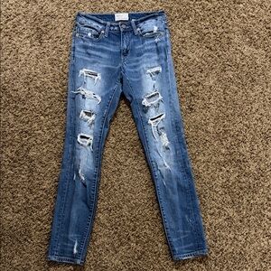 BKE Distressed Stella Skinny Jeans in Blue